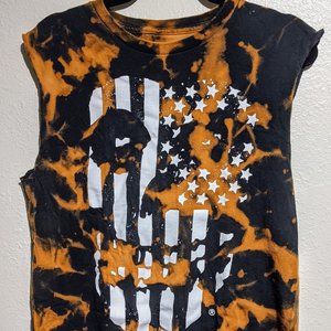 Misfits Tie Die American Flag Skull Cut off Shirt
